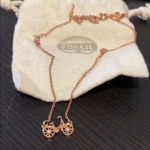 Fossil Rose Gold Bicycle Necklace